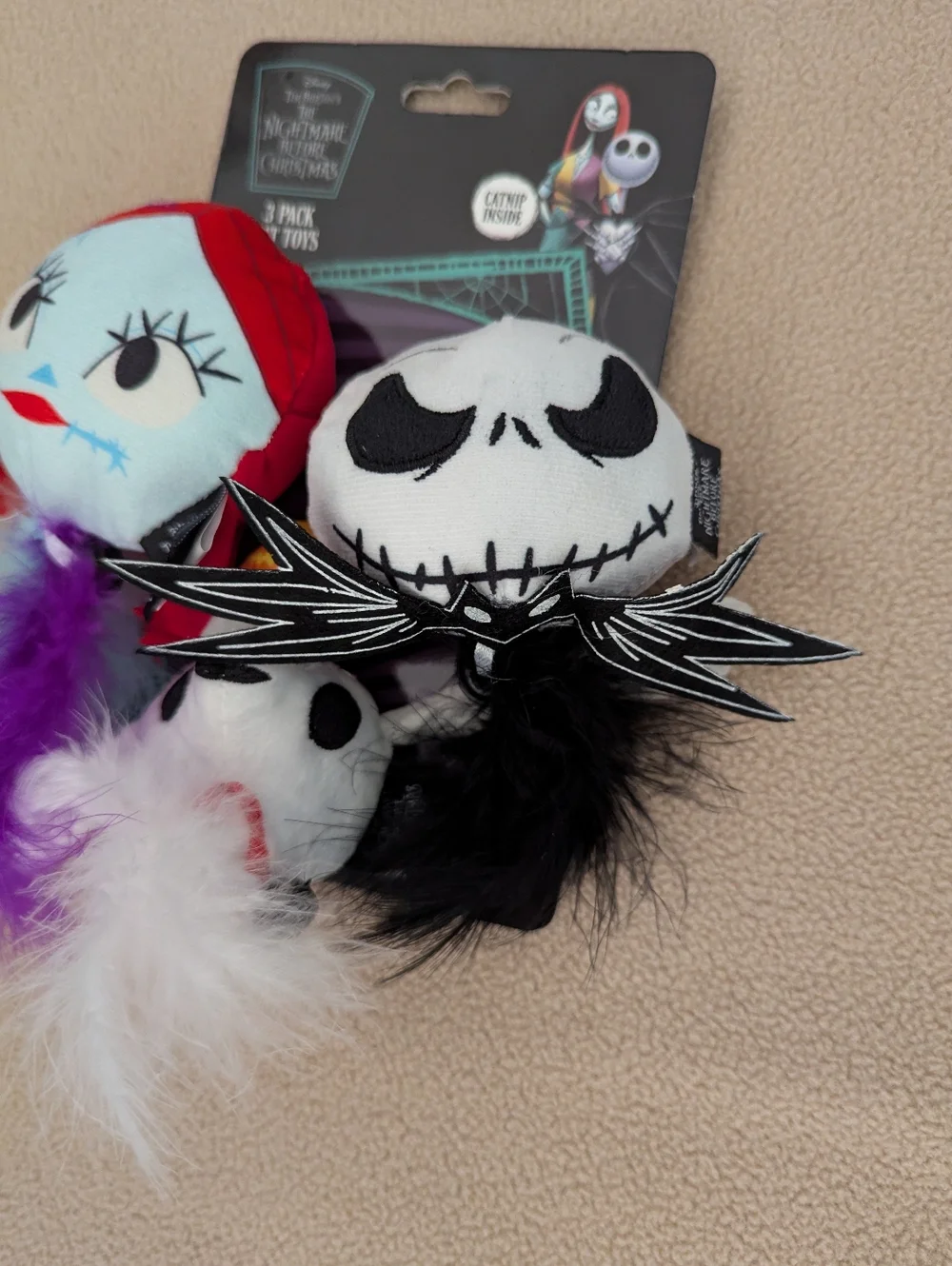 Brand New The Nightmare Before Christmas Cat Toy 3-Pack Sally & Jack & Zero